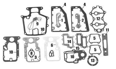 Chrysler / Force Outboard Motor Gasket Kit 40-50HP 1988 B, C, and D Model 2 Cylinder.