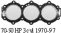 Head gasket only for 1970-97 70-90hp 3 Cylinder Chrysler / Force Outboard Motor part