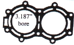 Head gasket 1974-87 45-55hp 2 Cylinder Chrysler / Force Outboard Motor fits 3.187 " bore. (18-3854)