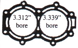 Head gasket 50hp Chrysler / Force Outboard Motor fits both 3.312" & 3.375" bore