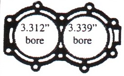 Head gasket 50hp Chrysler / Force Outboard Motor fits both 3.312" & 3.375" bore