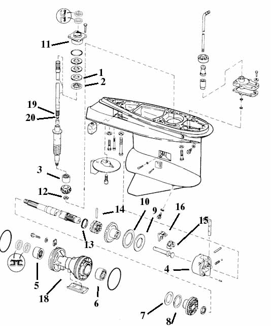 OMC V-6 Lower Unit (19 Spline Pinion)